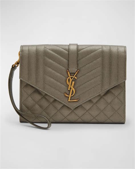 replica silver ysl clutch|YSL monogram quilted leather clutch.